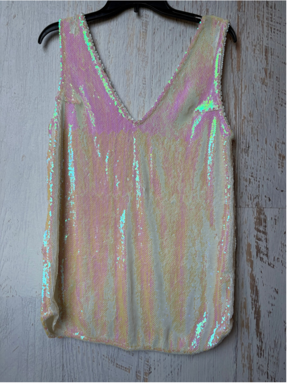 Women's Free People Sequin Tank Top Size S White Pink